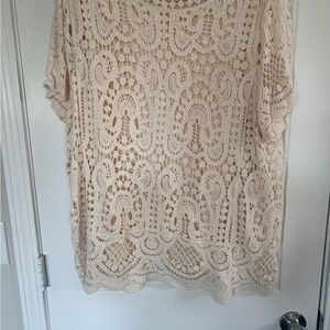 Adiva Cream Crochet Women's Blouse